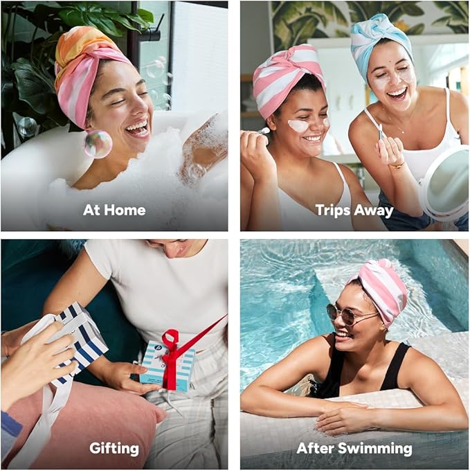 Dock & Bay Turban Hair Towel - for Home & the Beach - Super Absorbent, Quick Dry - Wish You were Here, One Size