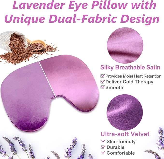 RelaxCoo Sinus Face Mask Heated for Headache，Dry Eyes, Migraine, Sinus Pressure Relief, Warm Cold Compress, Lavander Eye Pillow Weighted for Relaxation, Sleep, Yoga, Microwavable Eye Heating Pad