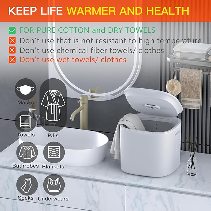 DOACE Upgraded Towel Warmer Bucket, Small Size Towel Warmers with Auto Keep Warm, Heat Time 20/40/60 Min Adjustable and Delay Time Up to 24 Hours, Hot Towel Warmer for Bathroom, Gift for Mother's Day