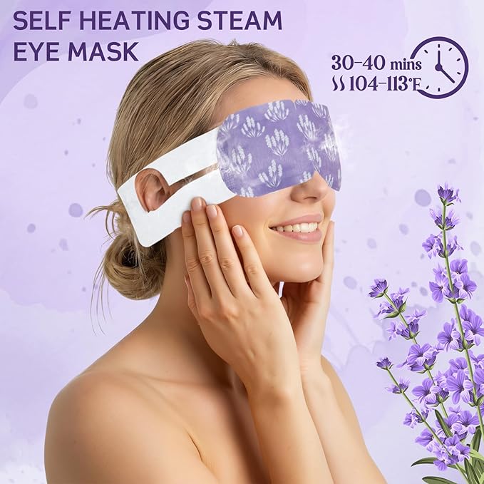 200 Pcs Steam Eye Masks for Dry Eyes Lavender Self Heated Steam Warm Eye Mask Heated Disposable Eyes Masks for Dark Circles, Puffy, Relief Stress, Fatigue Relaxation Gifts
