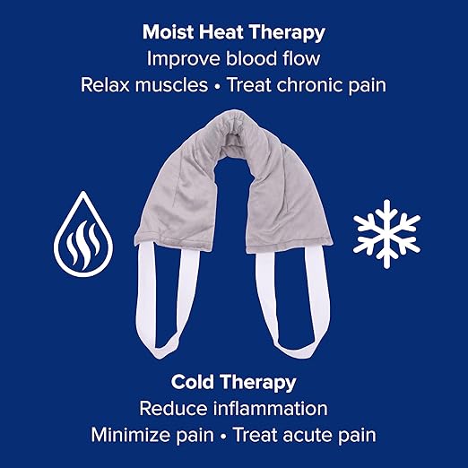 Bed Buddy Hot and Cold Neck Wrap, Grey - Microwavable Heating Pad & Cold Pack for Neck, Sore Muscles - Moist Heat Therapy Wrap