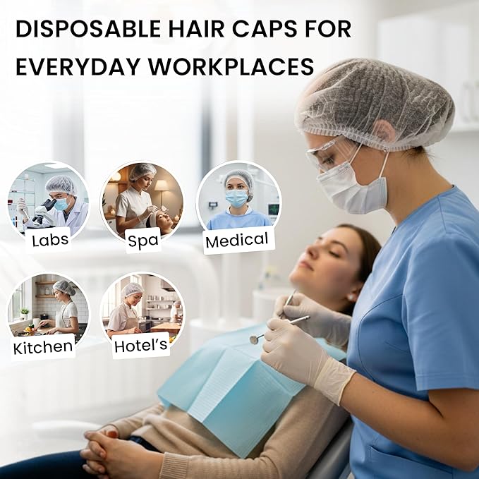 Disposable Bouffant Caps 21 Inch Non Woven Hair Net Elastic Head Cover For Food Service Kitchen Salon Lab Spa And Hygiene Use