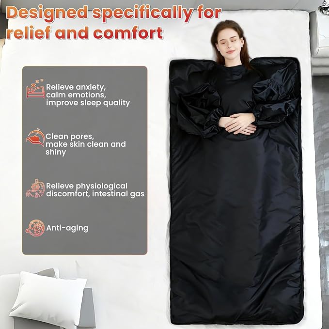 Lcoco&Dream Portable Sauna Blanket, Dual Sided Temperature Control，Relaxation and Detox Washable & Foldable with Carrying Bag and Remote Control, 90-180℉, 30-90 Minutes Timer, (6 x 3) FT