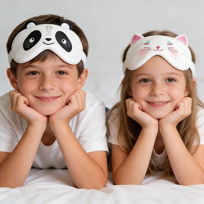 Orose Kids Silk Sleep Mask Cute Adjustable Original Design for Boys & Girls, Double-Sided Mulberry Silk, Cartoon Pattern, Toddler Eye Mask (Jellyfish)