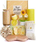 Mothers Day Gifts for Women, Cozy Self Care Gift Set for Her with Glass Cup, African Net Sponge & Crochet Flower, Get Well Gifts for Women, for Wife or Best Friend