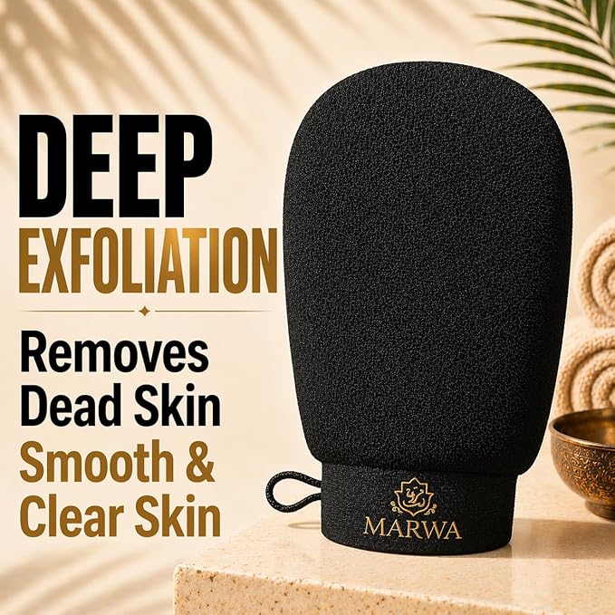 Moroccan Kessa Exfoliating Glove Rough – Deep Hammam Body Scrub Mitt by Dar Marwa – Dead Skin & Callus Remover – Heavy Duty – Made in Morocco