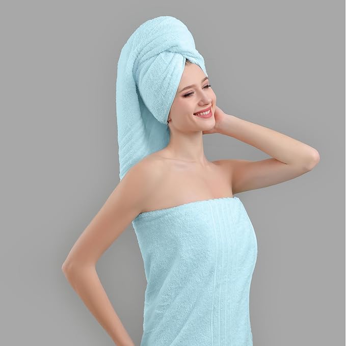 Aibaser Towels 6 Pack Bath Towel for Bathroom, 100% Cotton (24 x 48 Inches) High Absorbency Quick Drying (Sky Blue)