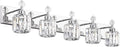 PRESDE Crystal 5-Light Vanity Light for Bathroom，Chrom Modern Bathroom Lights Fixtures Over Mirror