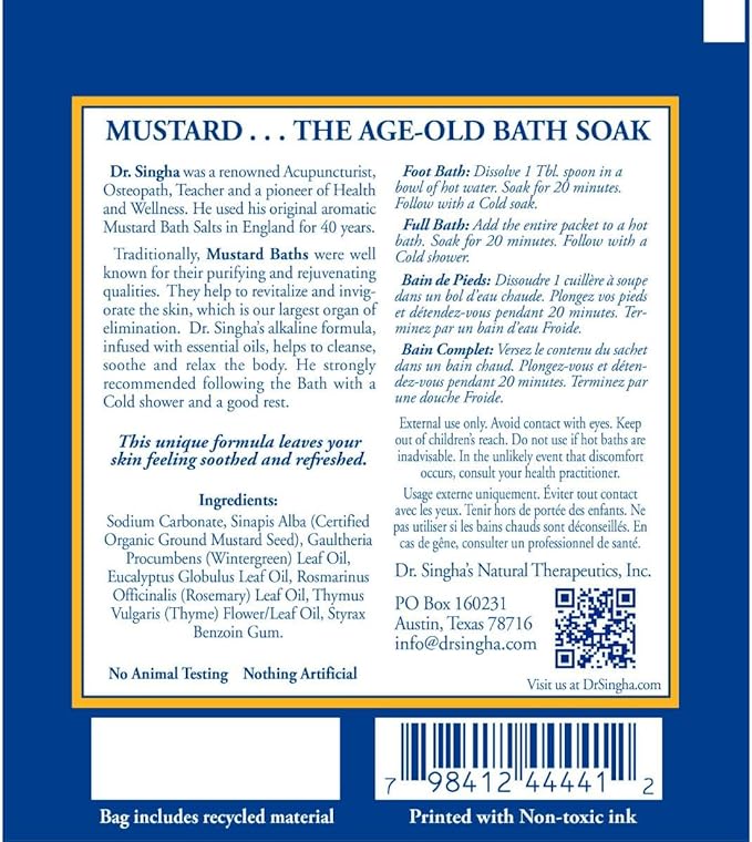 Dr. Singha's Mustard Bath, Therapeutic Bath Salts (2 oz (14 Pack))