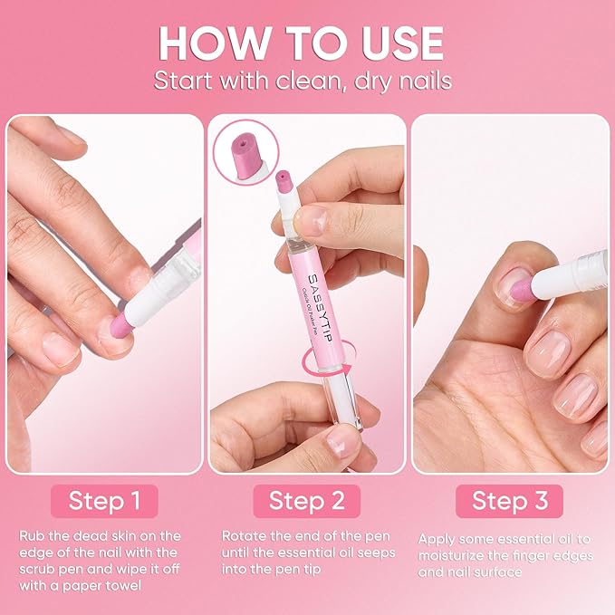 Ceramic Cuticle Pusher & Oil Pen, 2ml Rose + Fragrance Free Scented Nail Care Pen, Gentle Cuticle Remover for Dry & Damaged Nails, Moisturize Strengthen Brighten (Pink3.0&Beige3.0)