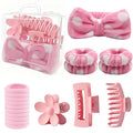 16 Pcs Skincare Headband Set, Face Washing Headband with Wristbands, Hair Claw Clips & Hair Ties, Spa Headbands for Women Girls, Perfect for Facial, Makeup, Shower, Gift Ready Bo