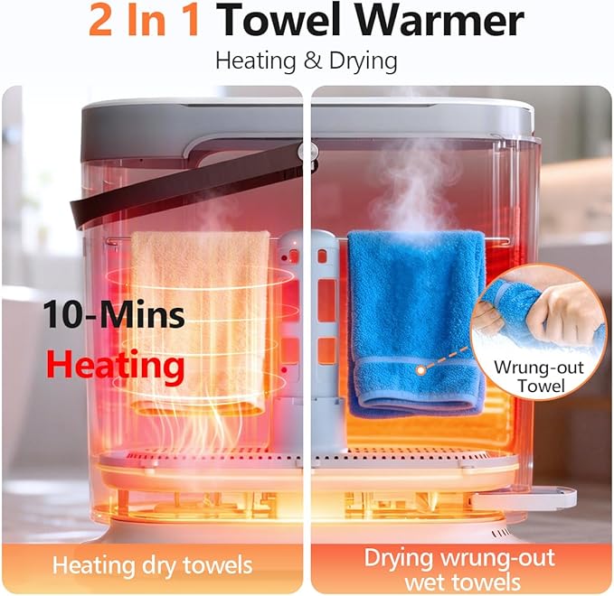 30L Large Towel Warmer, Rapid Dry & Heated 2 in 1 Towel Warmer Bucket for Bathroom, Fits Up to Three 45"X70" Oversized Towels or One Large Blanket, 24-Hour Timer and Auto Shut Off, White