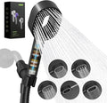 Hibbent Filtered Showerhead with handheld, High Pressure 5 Sprays Handheld Shower Head with Brass Holder & 71" Metal Hose, Water Softener for Hard Water-Remove Chlorine, Reduces Dry Itchy Skin, Black