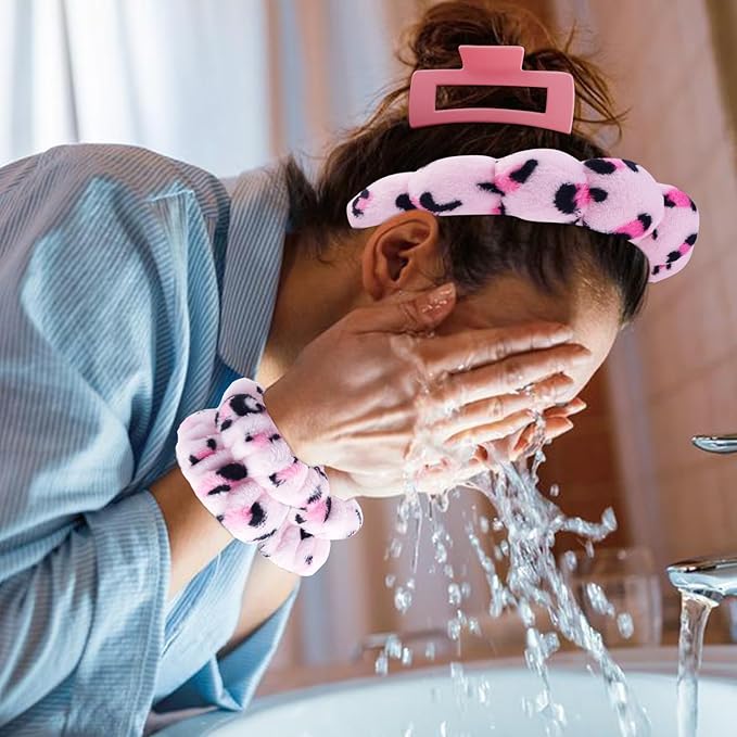 Chanaco Spa Headband, Skin Care Accessories, Makeup and Face Washing Hair Bands with Wrist Towels, Teen Girl Gifts and Trendy Stuff