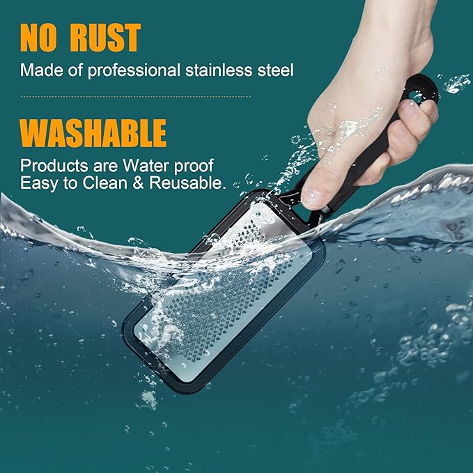 Foot Files Callus Remover 2 Pcs Stainless Steel Professional Pedicure Foot Rasp and Dual Sided Scrubber Foot Care Tools to Removes Hard Skin Corns for Dry and Wet Fee