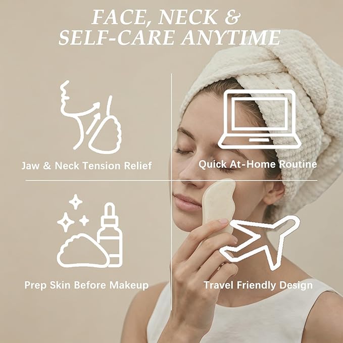 Lymphatic Contour Face Brush & White Jade Gua Sha Stone, Lymphatic Drainage Brush for Face & Neck, Face Brush for Lmphatic Drainage, Sculpting & Depuffing, Gua Sha Facial Tool for Skin Care