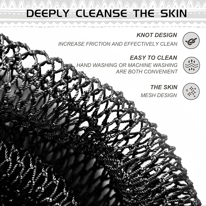 SPMKTBOZAI African Net Sponge Authentic, Loofah Exfoliating Body Scrubber Bath Sponge, African Exfoliating Net Sponge Back Scrubber Washcloth for Shower, Body Care Bathing Accessories (Sky Blue)