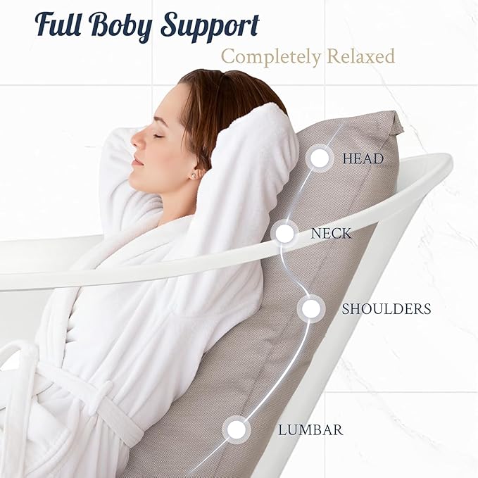 Luxury Bath Pillow for Bathtub, Soft & Comfortable Head Neck & Back Support, Adjustable Thickness, Quick Drying Bathtub Pillow for Pain Relief, Ideal Gift for Christmas Birthday Mother’s Day