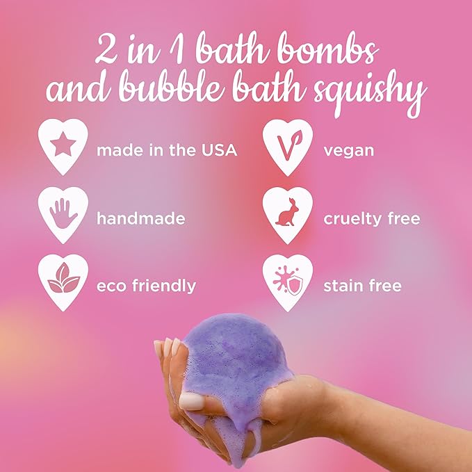 Princess Bath Bombs for Girls with Surprise Toys Inside (1 Pack) – Large Fizzy Bubble Bath Bomb for Kids - Princess, Mermaid, Fairytale Bath Toys – Fruity Scent, Skin-Safe, Made in USA by Two Sisters