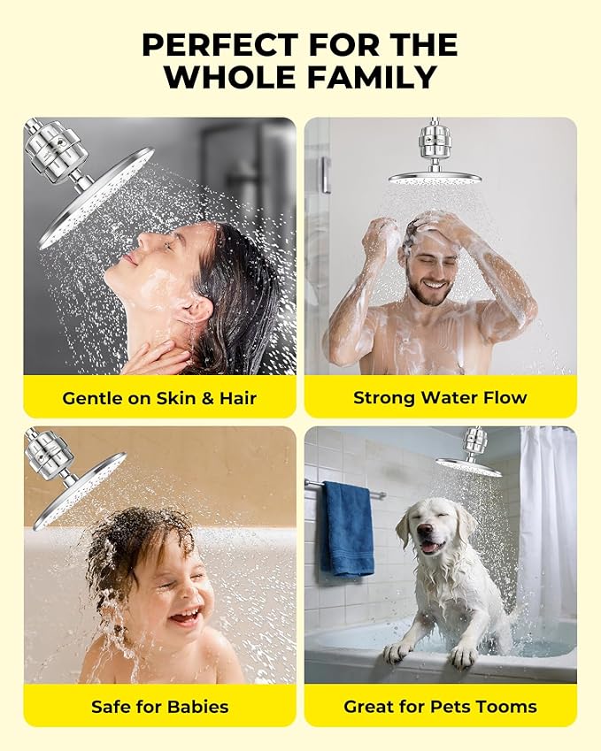 Heavy Duty Shower Filter 2 Pack,High Output Shower Water Filter - Shower Head Filter 99% Removal for Hard Water, Chlorine, Fluoride,Heavy Metals and Harmful Substance - Skin & Hair Care Solution