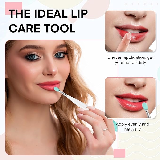 Unaone Lip Scrub Brush - 2 PCS Dual-ended Lip Scrubber Exfoliator and Silicone Lip Brush, 3-in-1 Silicone Lip Scrub Tool Lip Mask Applicator, Gentle Exfoliator & Applicator for Soft