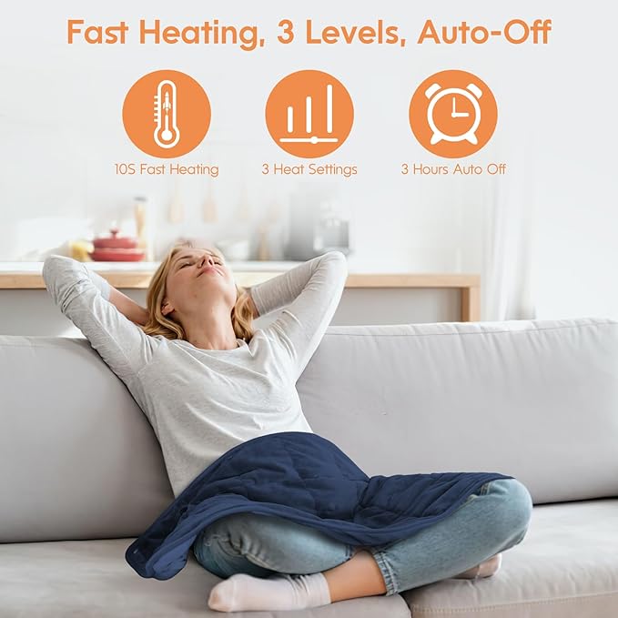 OKK Weighted Heating Pad, Heating Pad for Back Pain Relief, 33"x17" Extra Large Full Body Weighted Heated Pad for Cramps Neck Shoulder, 2lb, 3 Heat Settings, 3 Hours Auto Off Heat Pad