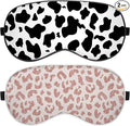 2 PCS Sleep Eye Mask Silk Sleeping Soft with Elastic Strap Eye Sleep Shade Cover for Cute Aesthetic Unisex Women Girls for Airplane Travel Nap-Leopard