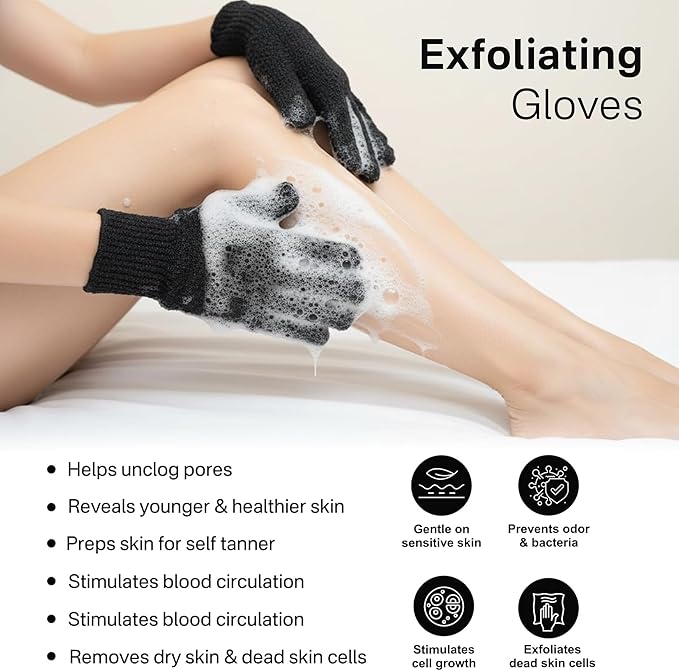 Yiclick Heavy Exfoliating Gloves, Exfoliating Body Scrubber for Bath Shower Exfoliation, Body Scrub Exfoliator for Dead Skin Remover, Exfoliate Sponge Loofah Washcloth Mitt Men Women