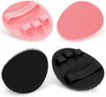 Silicone Body Scrubber 4PCS, 360° Anti-Slip & Enlarged Exfoliating Bath Glove for Rich Foaming Deep Cleaning, Revolutionary No-Grip & Hand-fit Shower Scrubber for All Skin Types.(Black/Pink)