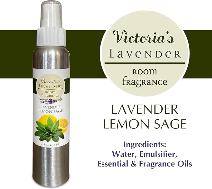 Victoria's Lavender Room Fragrance Spray - Air Freshener & Odor Eliminator - Lavender Lemon Sage - Luxury Essential Oil Scent for Home & Bathroom - Aromatherapy & Stress Relief - 2 Pack, 4 fl oz