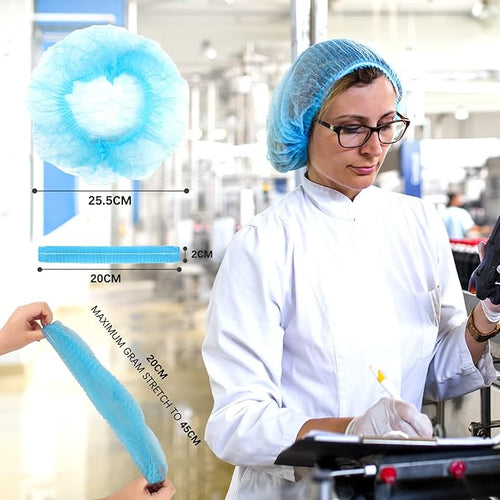 100 Pack 21" Disposable Nonwoven Bouffant Caps Hair Net for Hospital Salon Spa Catering and Dust-free Workspace (blue)