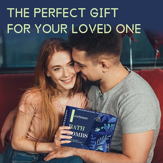 Bath Bombs for Men, Boys, Organic Bath Bombs, Anniversary Birthday Gift Set, Natural with Essential Oil, Epsom Salt and Vitamin C, Non-Toxic, Stress Relief Bath Soak, 6 Scent, 12 Pack for Men & Women