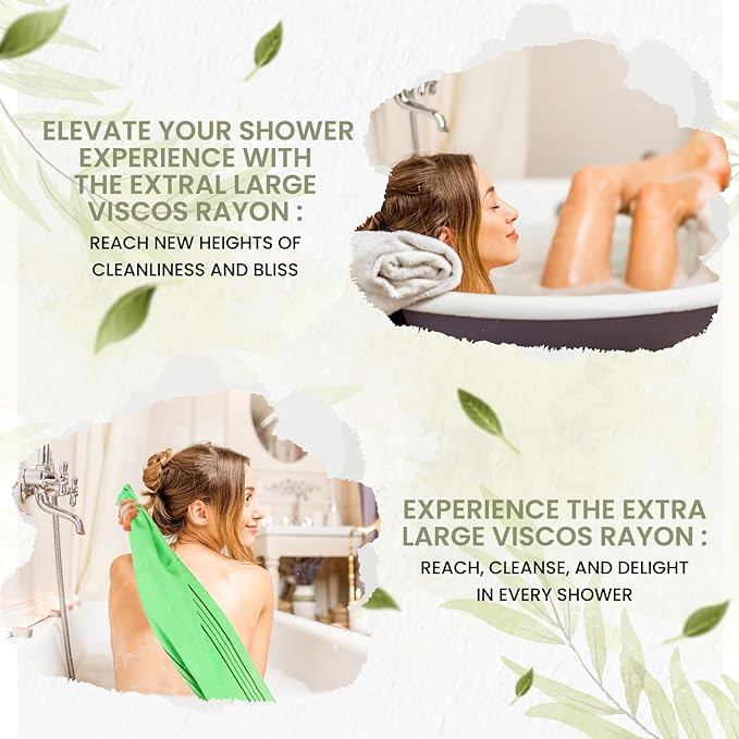 etreetowel Extra Large Size 35.4" x 11" (4 PCs) Korean Asian Exfoliating Bath Washcloths Mitt Scrub for Body and Back washcloth Glove Viscose Rayon Towel for Soft Skin