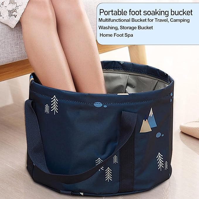 Multifunctional Collapsible Bucket for Soaking Feet, Portable Foot Bath Bag, Foot Spa Soaking Feet Home Pedicure Basin Outdoor Camping for Washing, Fishing Wait Handy Carrying Bag, Large