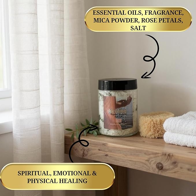 Healing Bath Salts – Dead Sea Salt Bath Soak for Relaxation, Spiritual Cleansing & Ritual Use 12oz