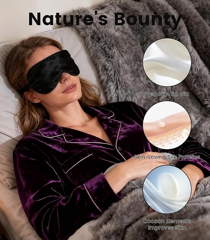 Formé & Found Silk Sleep Mask for Men & Women, 100% 6A Mulberry Silk, 16 Momme Ultra-Soft Eye Mask for Sleeping, Blackout Sleeping Eye Mask for Dry Eyes, Super Light Sleep Mask (Black)