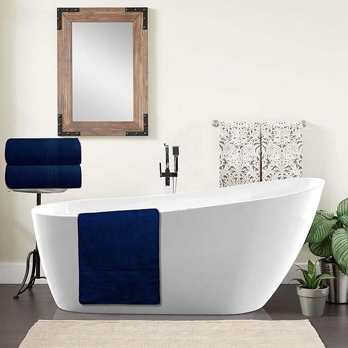 Softolle 100% Cotton Luxury Bath Sheets - Pack of 2 (35" x 70") | Super Soft, Quick-Dry & Highly Absorbent Towels for Bathroom, Home, Spa & Gym (Sky Blue/Navy Blue)