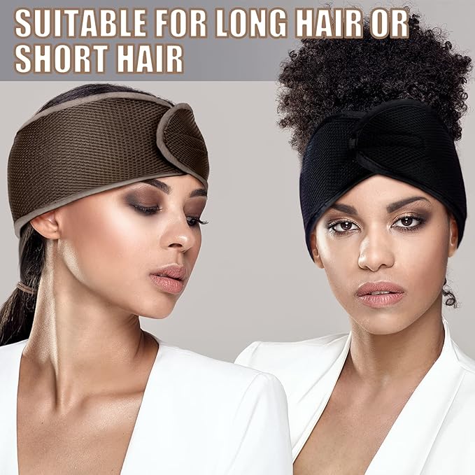 Xuhal Hair Wraps - 4 Pieces Mesh Hair Wraps for Black Women, Adjustable Size, Multiple Use Ways, Stylish Color to Match. Set of 4 in Army Green, Black, Dark Coffee, Camel