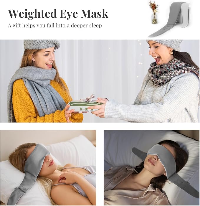 Weighted Eye Mask for Sleeping, Blackout Gravity Sleep Masks for Women Men, Cloud-Like Comfort Softness, 3D Contoured, Night Eye Covers for Side Sleeper, Meditation & Relaxation (Gray)