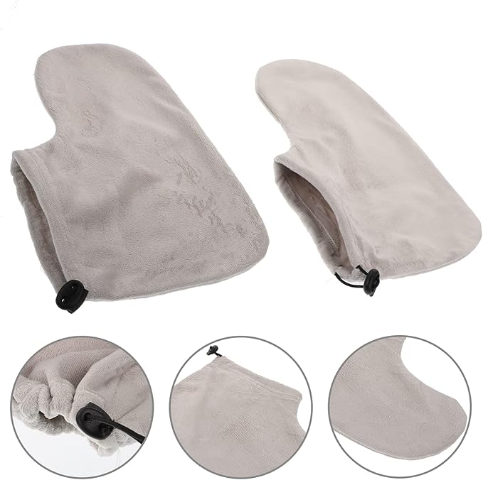 Beaupretty 3 Pairs Wamer Mitts Thermal Cloth Terry Beauty Wraps Hot Cotton Cover Booties Moisturizing Covers Tools Machine Kit for Bags Warming Work Foot Insulated Liners Hand Spa Bath Wax