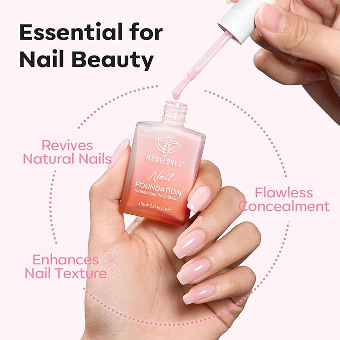 modelones Nail Strengthener Jelly Pink Purple Nail Polish Nail Repair for Damaged Nails Hardener Extra Strong and Growth Natural Concealer Foundation Nail Care Gifts for Women