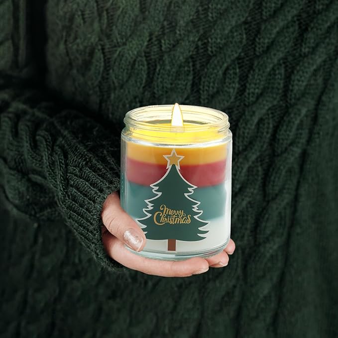 Christmas Candles - Christmas Gifts for Women, Aromatherapy Candle for Home Scented, Natural Soy Wax Fir Scented Candles