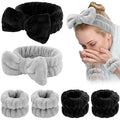 WHAVEL 6PCS Spa Headband and Wristbands Set, Face Wash Headband Wrist Bands for Washing Face Makeup Skincare Hair Band Skin Care Accessories Tools