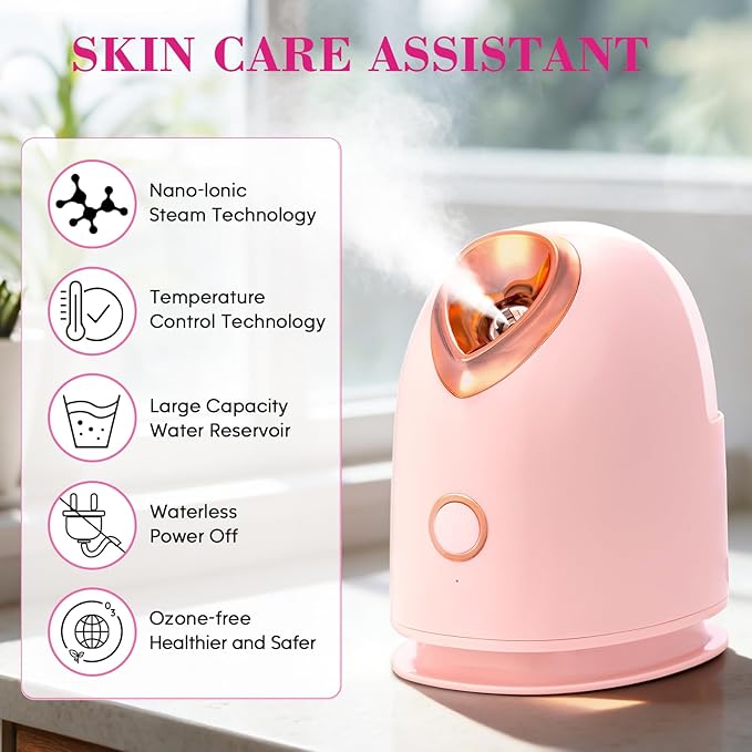 Pjordo Facial Steamer Spa Kit with 17 Skin Care Tools, Nano Ionic Face Steamer for Deep Cleaning Unclogs Pores, Warm Mist Humidifier Steamer for Face Home Sauna SPA, Mothers Day Gifts for Women
