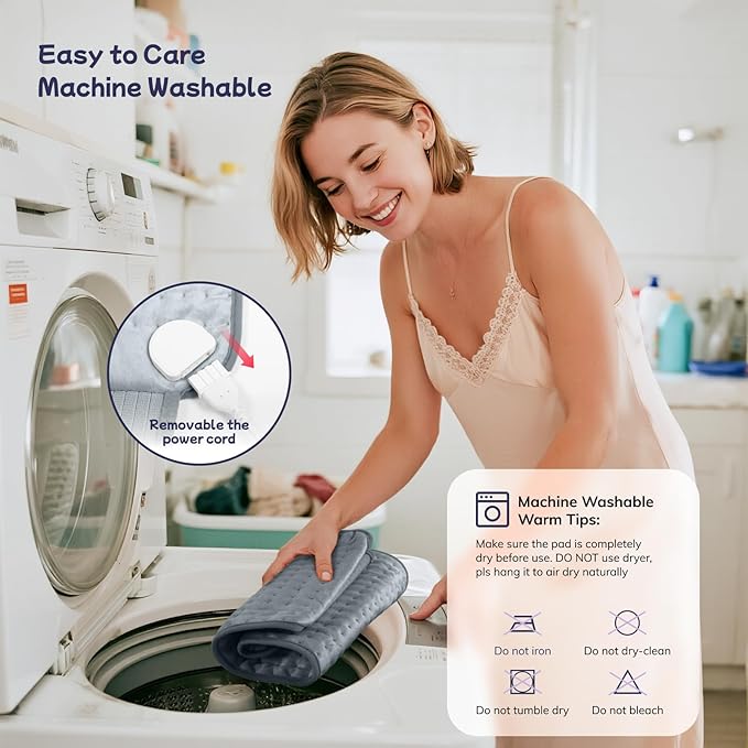 Heating Pad for Back, Upgraded Electric Heating Pad for Low Back Neck Shoulder Pain Relief, 12 x 24+26" Large Heat Pad with 4 Timer 6 Heat Setting & Auto Shut Off, Christmas Birthday Gifts for Men Dad