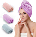 CZZXI 3 PCS Microfiber Hair Towel, Hair Wraps for Women Wet Hair, Fast Drying Hair Turban, Anti Frizz Head Towels Wrap for Curly Hair (Purple, Pink, Blue)