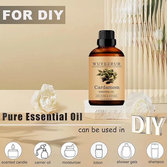 Cardamom Essential Oils, 60ML Pure and Natural Essential Oil for Aromatherapy Diffuser - Cardamom /2 Fl Oz