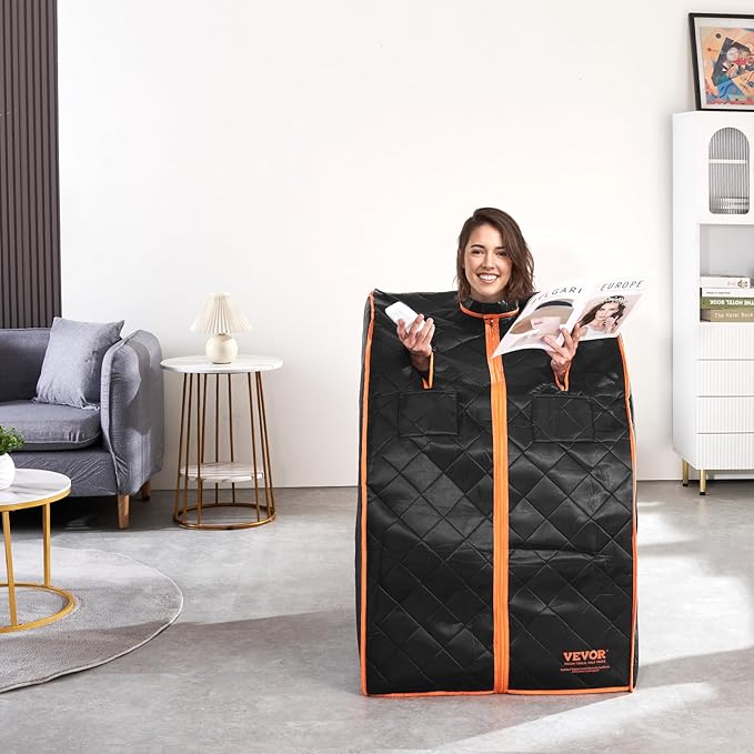 VEVOR Infrared 1050W Portable Sauna Tent Personal Sauna Kit for Home Spa, Detoxify & Soothing Heated Body Therapy, Time & Temperature Remote Control with Chair & Floor Mat, 2.2’x 2.6’x 3.2’
