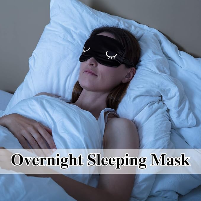 4 Pieces Sleep Eye Masks Silk Sleep Eye Cover Cute Lightweight Adjustable Eyeshade Masks Satin Night Eyeshade Covers for Women Men Travel Nap