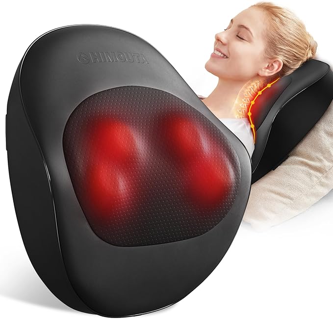 Electric Neck Massager Pillow, Ultra-Quiet Corded Neck and Shoulder Massager with Heat, Portable 3D Kneading for Shoulder, Leg & Calf Muscle Pain Relief, Relaxing Gift for Men & Women